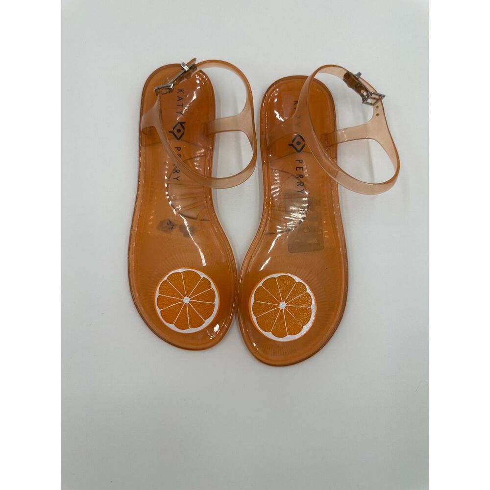 Katy Perry ORANGE Jelly Sandals Sz 8 May Be Scented Sandals w/ Straps EUC/ NWOT - Picture 6 of 9